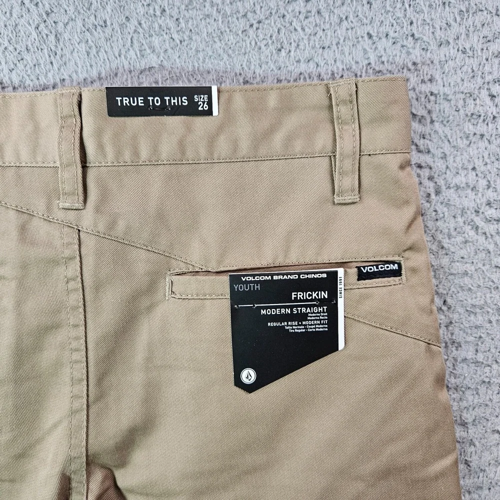 NWT Volcom‎ Boys Frickin Chino Shorts Size 26 Khaki Modern Straight Uniform